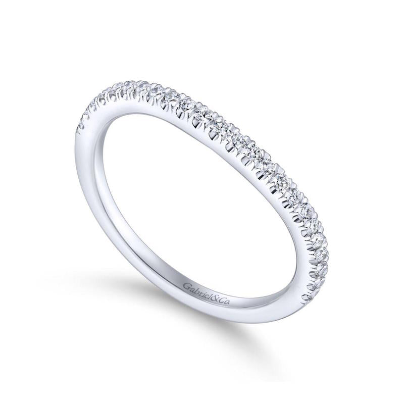 Gabriel & Co. 14k White Gold Contemporary Curved Wedding Band