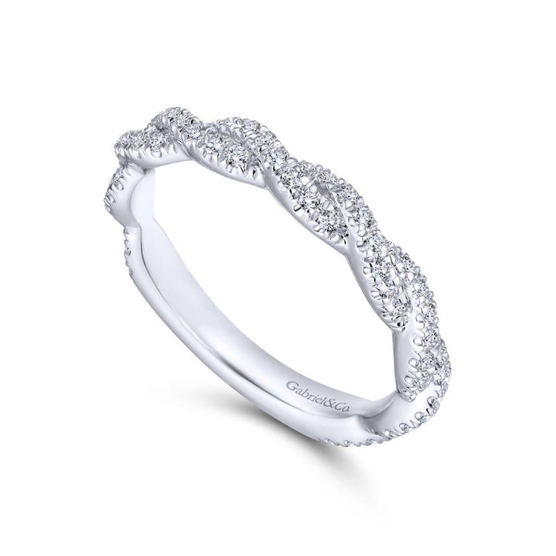 Gabriel & Co. 14k White Gold Contemporary Twist Wedding Band