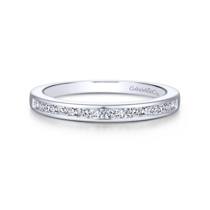 Gabriel & Co. 14k White Gold Contemporary Diamond Wedding Band