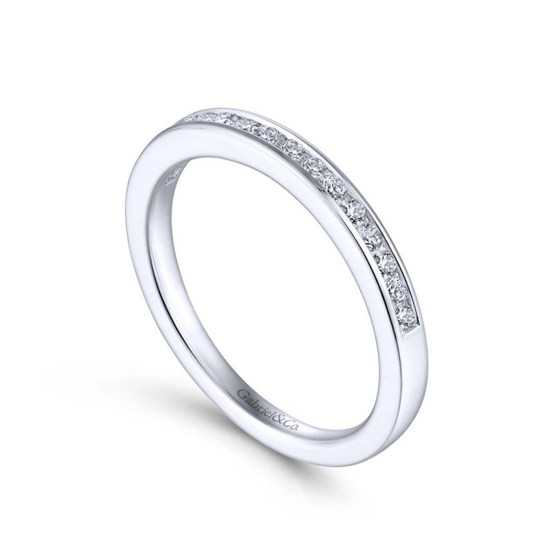 Gabriel & Co. 14k White Gold Contemporary Diamond Wedding Band