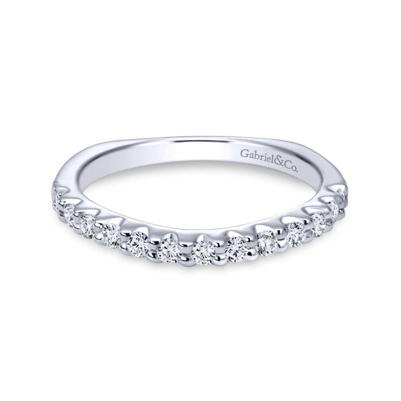 Gabriel & Co. 14k White Gold Contemporary Diamond Wedding Band