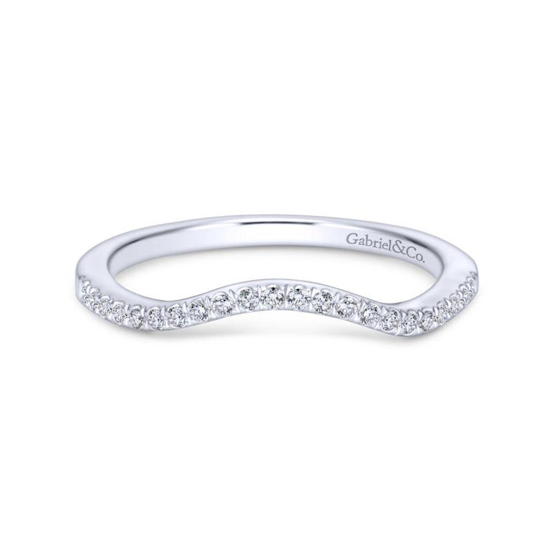 Gabriel & Co. 14k White Gold Contemporary Curved Wedding Band