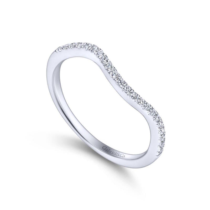 Gabriel & Co. 14k White Gold Contemporary Curved Wedding Band