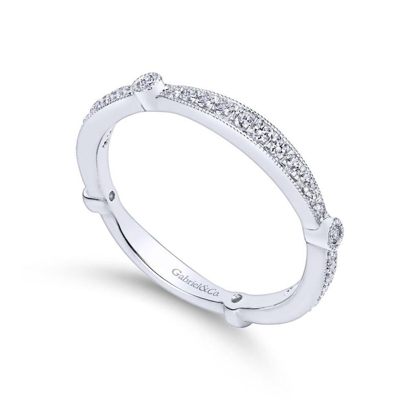 Gabriel & Co. 14k White Gold Victorian Diamond Wedding Band