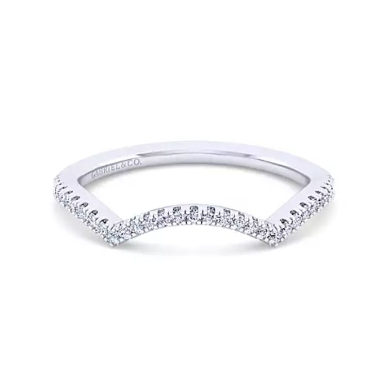 Gabriel & Co. 14K White Gold Contemporary Curved Wedding Band