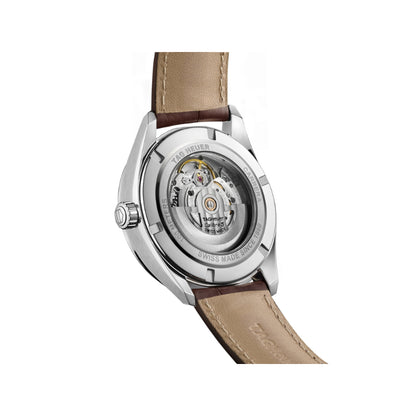 TAG Heuer Carrera Calibre 5 Automatic Mens Silver Leather Watch