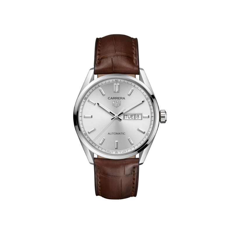 TAG Heuer Carrera Calibre 5 Automatic Mens Silver Leather Watch