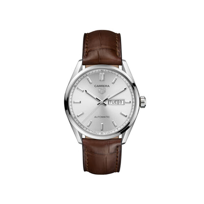 TAG Heuer Carrera Calibre 5 Automatic Mens Silver Leather Watch