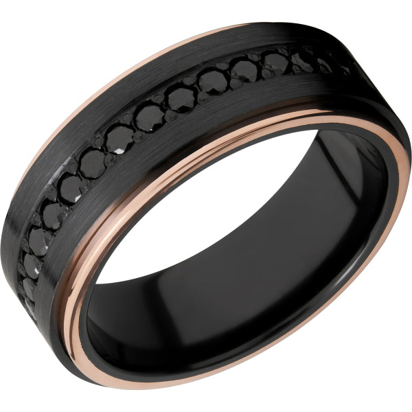 Lashbrook Black & Rose Zirconium Diamond 8mm Men's Wedding Band