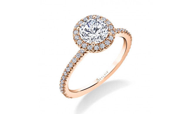 Sylvie Rose Platinum Diamond Halo Engagement Ring