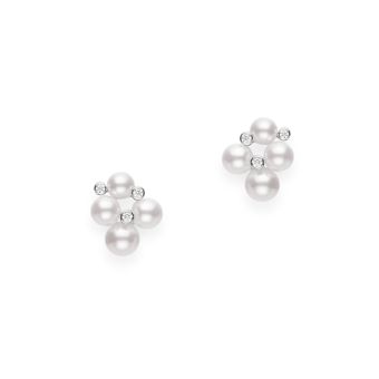 Mikimoto Akoya Cultured Pearl and Diamond Bubbles Earrings in 18K White Gold