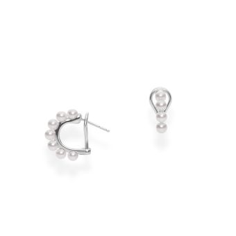 Mikimoto Akoya Cultured Pearl Cluster Earrings in 18K White Gold