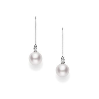 Mikimoto Akoya Leverback Earrings with Diamonds