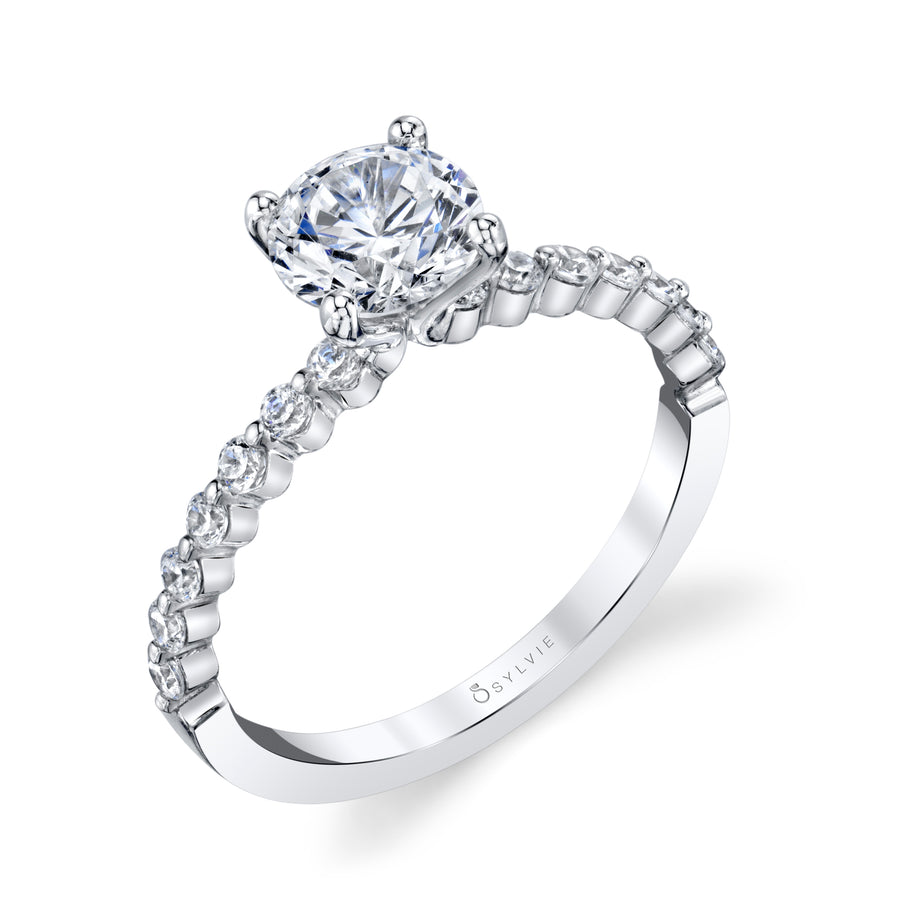 Sylvie 14k Gold,Multi-tone Platinum Diamond Straight Engagement Ring